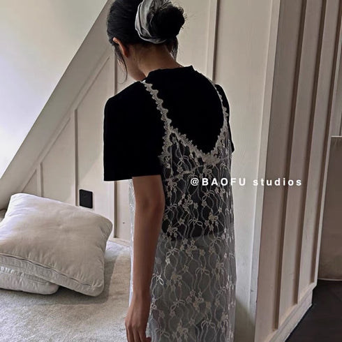 Summer Stylist T-Shirts  With Lacey Dresses